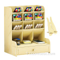 Porte-crayons de bureau Rangement de papeterie de bureau en bois